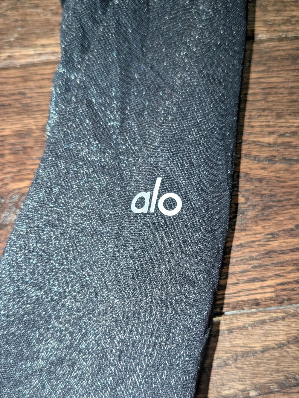 Alo Mid Rise Full Length Leggings Black Silver Sparkly
